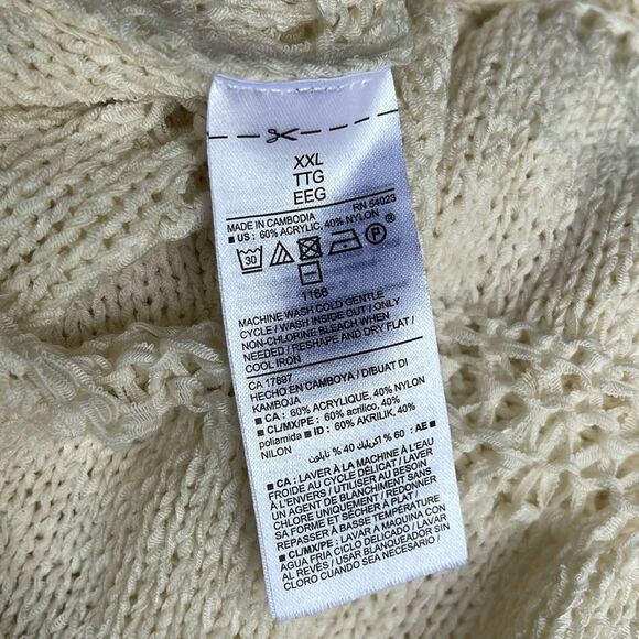 Old Navy Sweater XXLarge Ivory Pointelle Loose Knit Open Cardigan Kimono - Picture 4 of 4